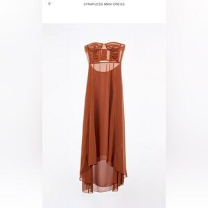 Zara Brown Asymmetrical High-Low Sundress